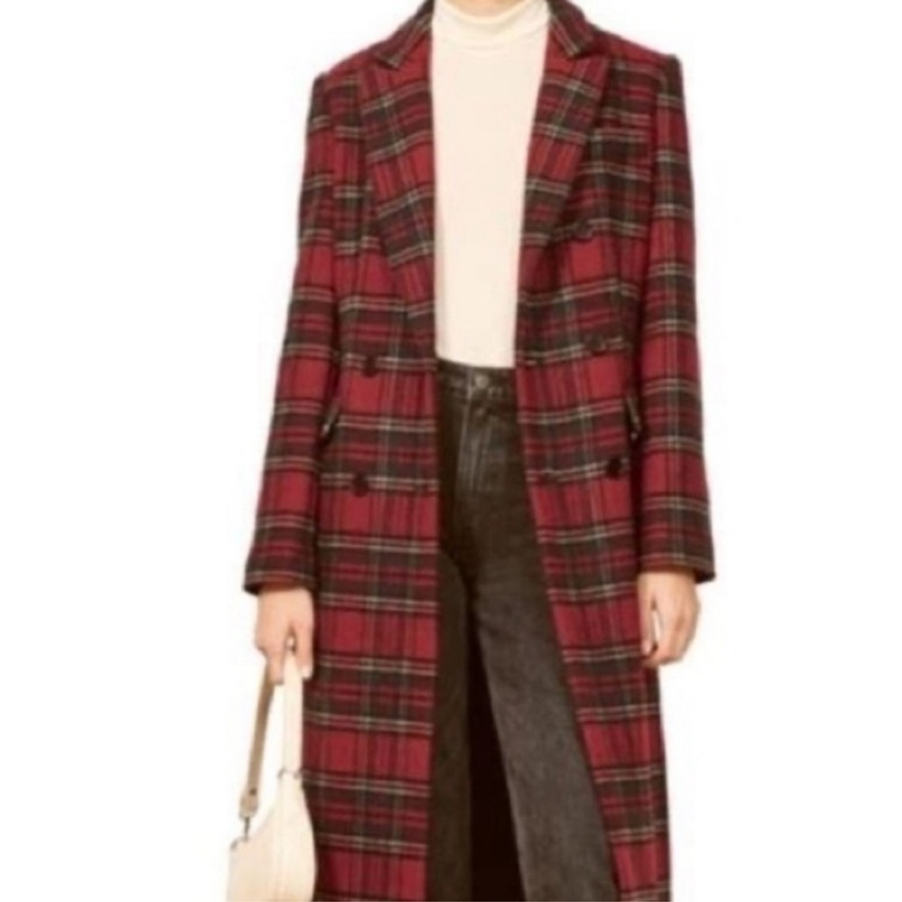 Beautiful 70% wool Reformation Middlebury long plaid coat, size Large - Picture 10 of 11